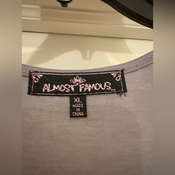🌸5/$50🌸Almost Famous Grey Scoop Neck Tank with sequins - Picture 3 of 3